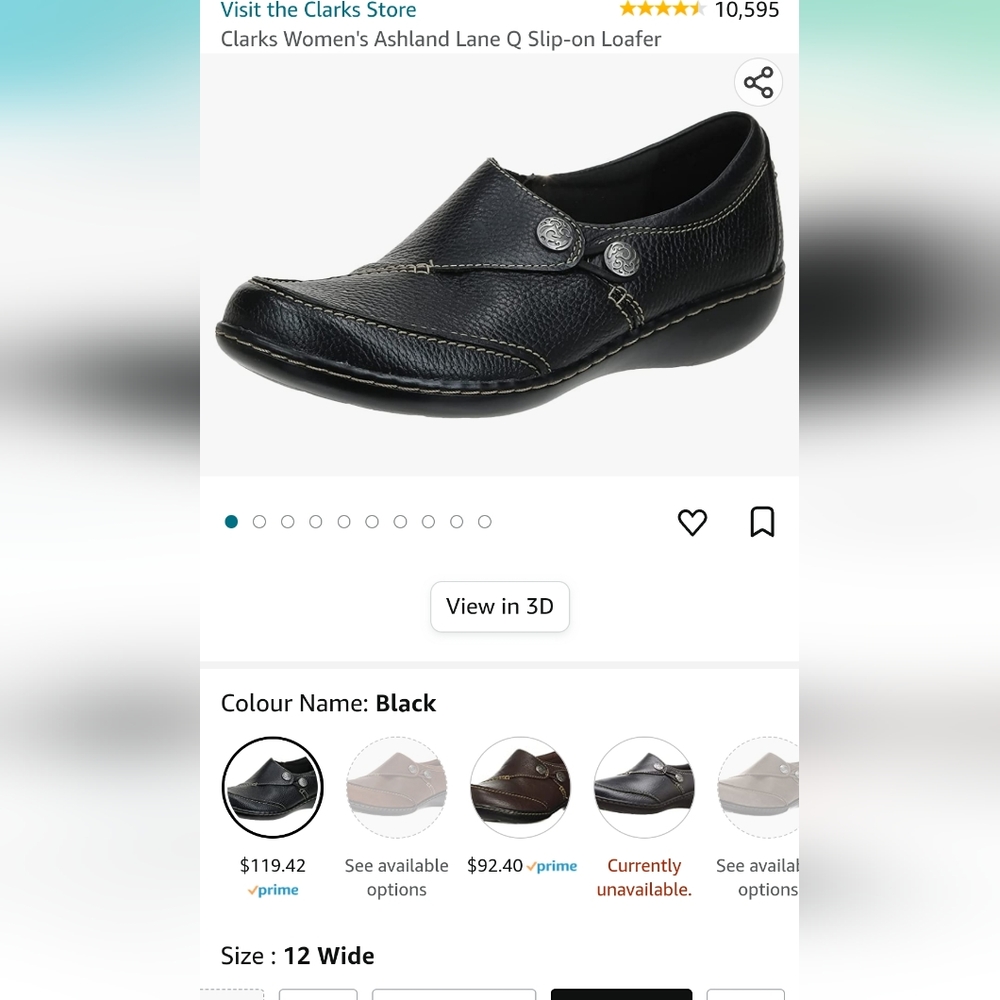 Clarks loafers size 12W